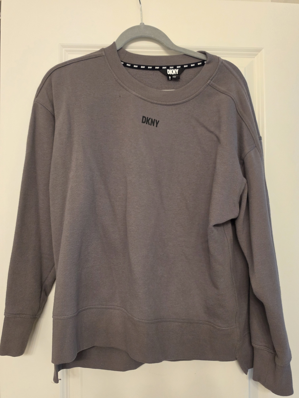 DKNY Women's Gray Crewneck Sweatshirt with Subtle Logo